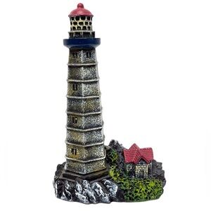 Boston Light-Lighthouse Decorative Resin Figurine with Red Roof EUC